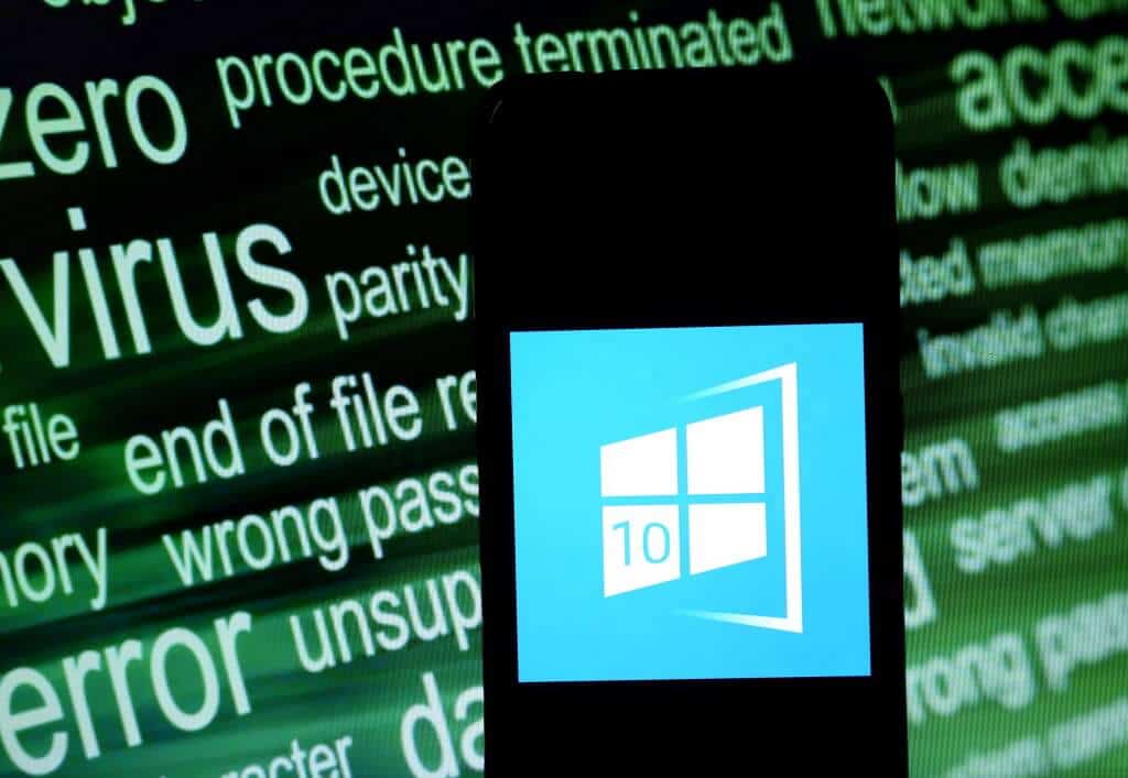 Logo Windows 10 na ekranie telefonu